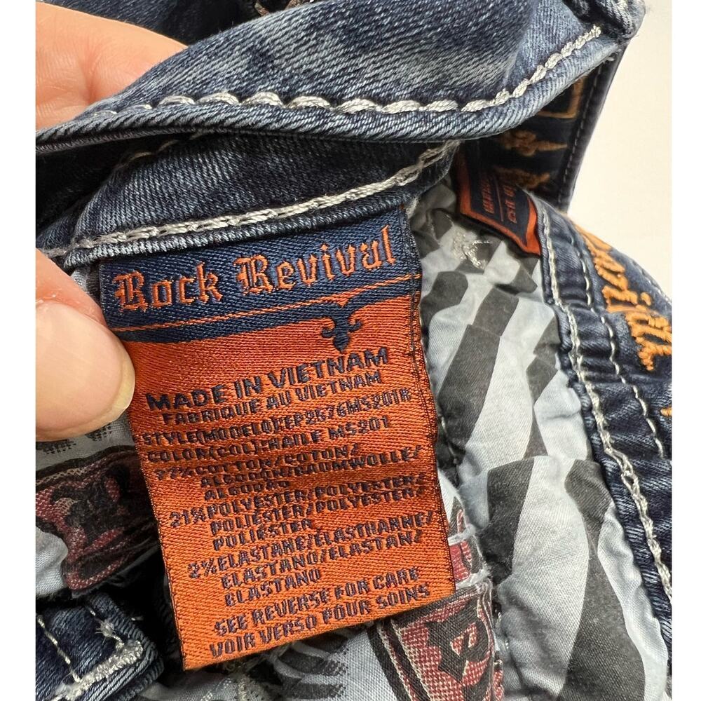 Y2K Rock Revival Haile Mid Rise Skinny Bling Blue Jeans Women's Size 24X30 - Picture 9 of 13